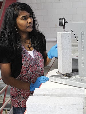 compression strength testing of pumice SCM concrete